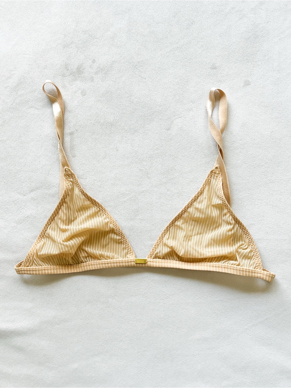 Gooseberry Intimates Sheer Pale Yellow Striped Triangle Bralette - Small